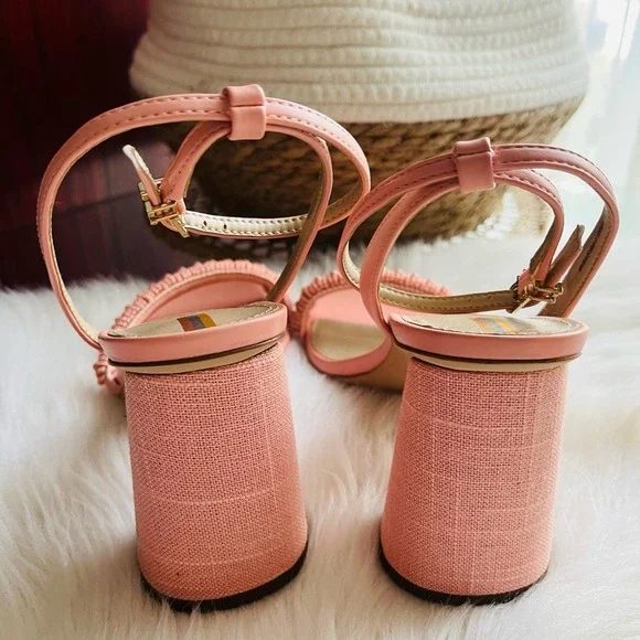 Sam Edelman Kia Block Heel Pink Size 6 Sandals Square Toe Ankle Strap - Picture 14 of 16